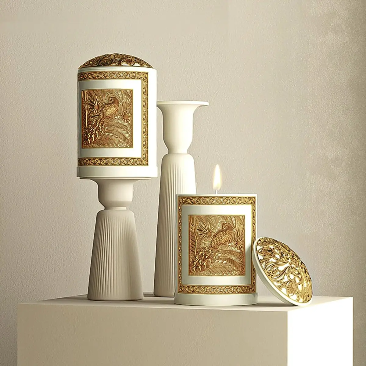 Alexandre.J Candle Set - White Ceramic Holder + White Pear Candle 220 Grams